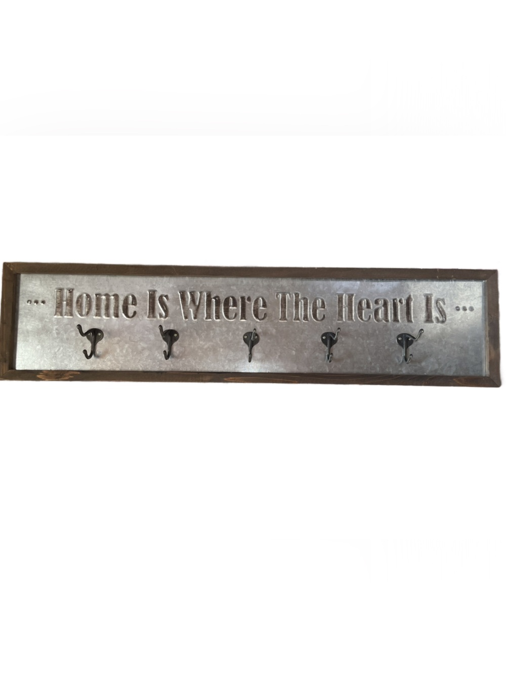 Element 'Home Is Where The Heart Is' Metal and Wood Hook Rack - Brown & Silver